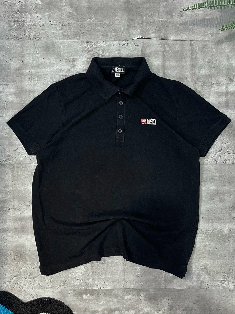 Diesel Black Logo Polo Shirt Short Sleeve Men's Size Large Designer Casual